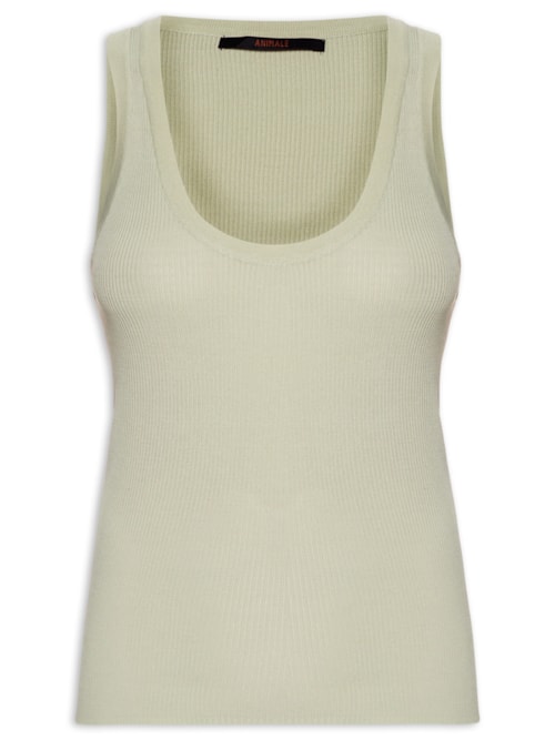 Regata Feminina Tricot Gola U Canelada Color – Verde