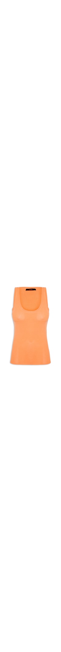 Regata Feminina Tricot Gola U Canelado - Laranja