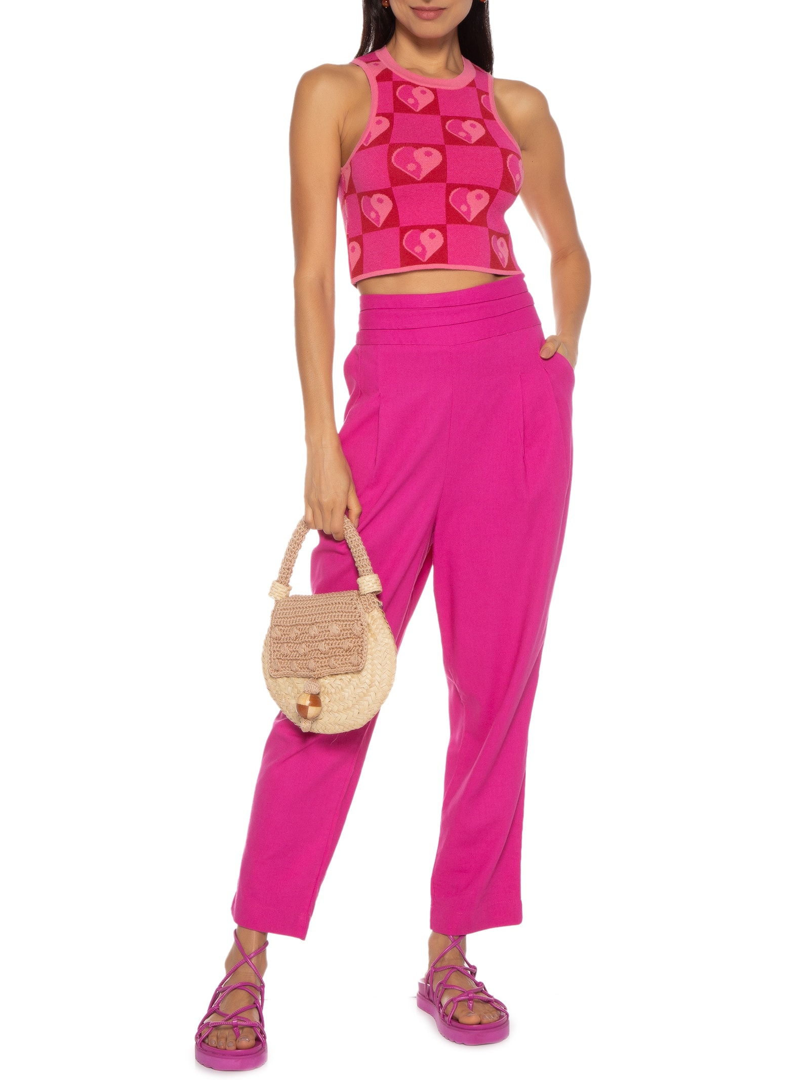 Regata Feminina Tricot Jacquard Yang Rosa Dress To