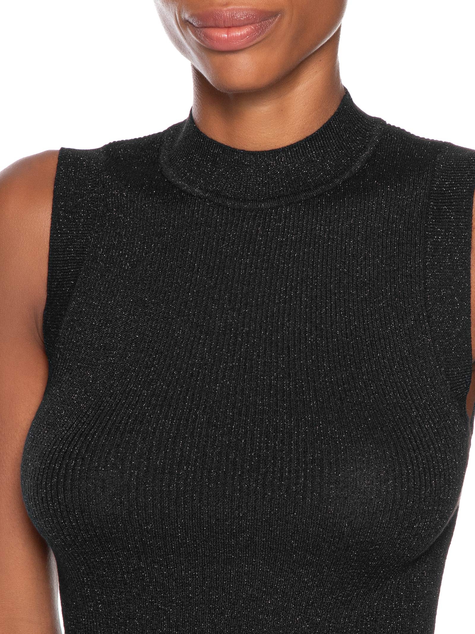Regata feminina tricot Lisa Com Lurex Preto Animale