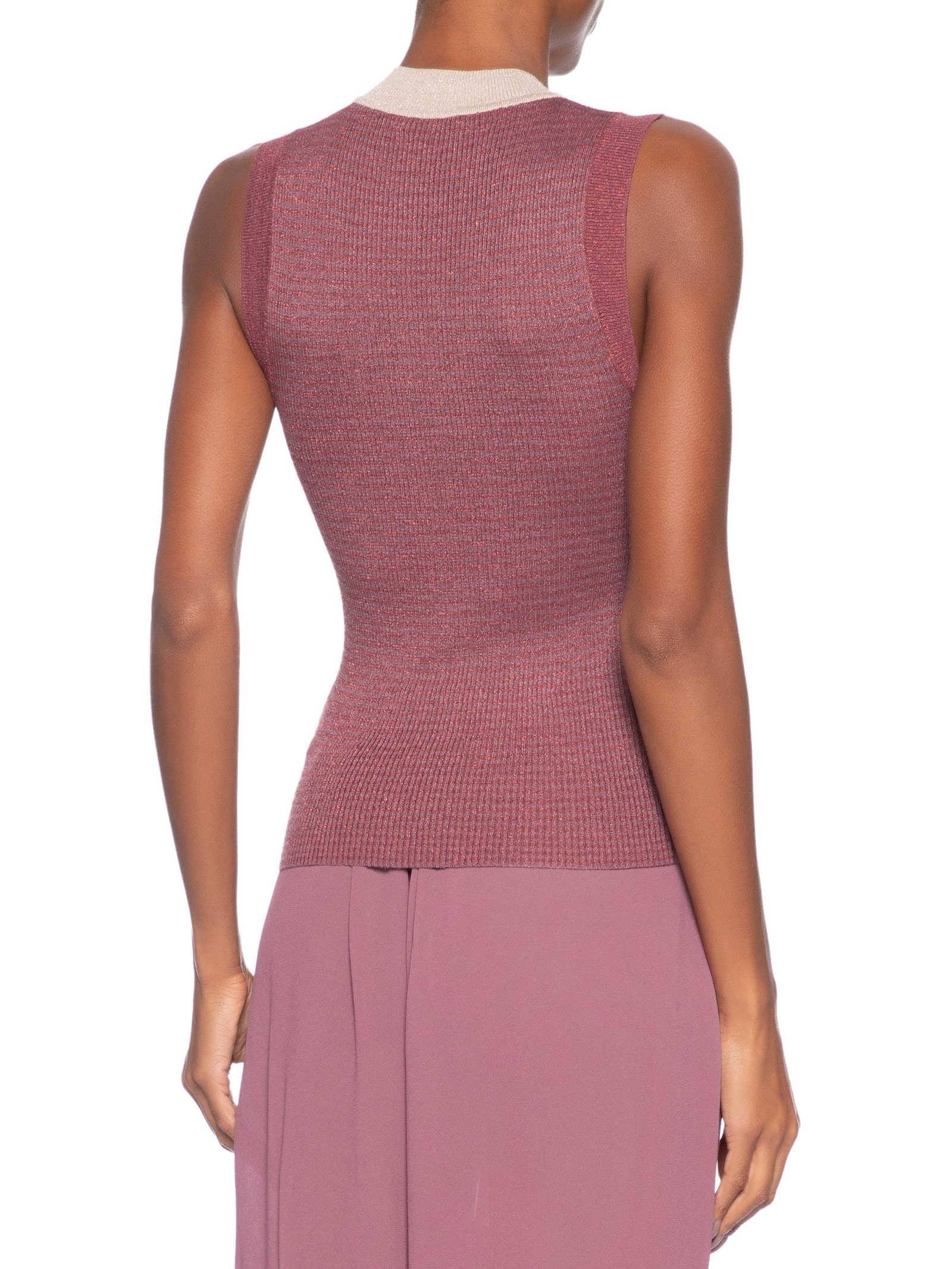 Regata Feminina Tricot Listrada Com Lurex Colors  – Rosa Animale