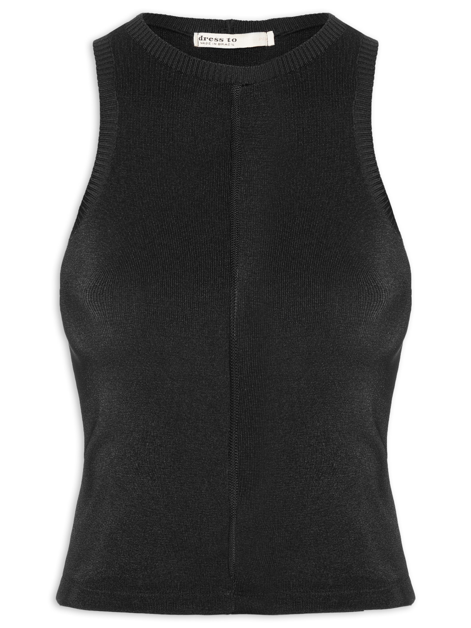 Regata Feminina Tricot Malha Detalhe Retilínea Preto Dress To
