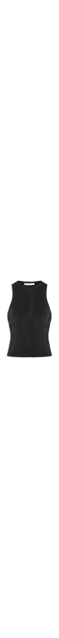 Regata Feminina Tricot Malha Detalhe Retilínea - Preto