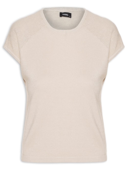 Regata Feminina Tricot Manga Japonesa – Bege