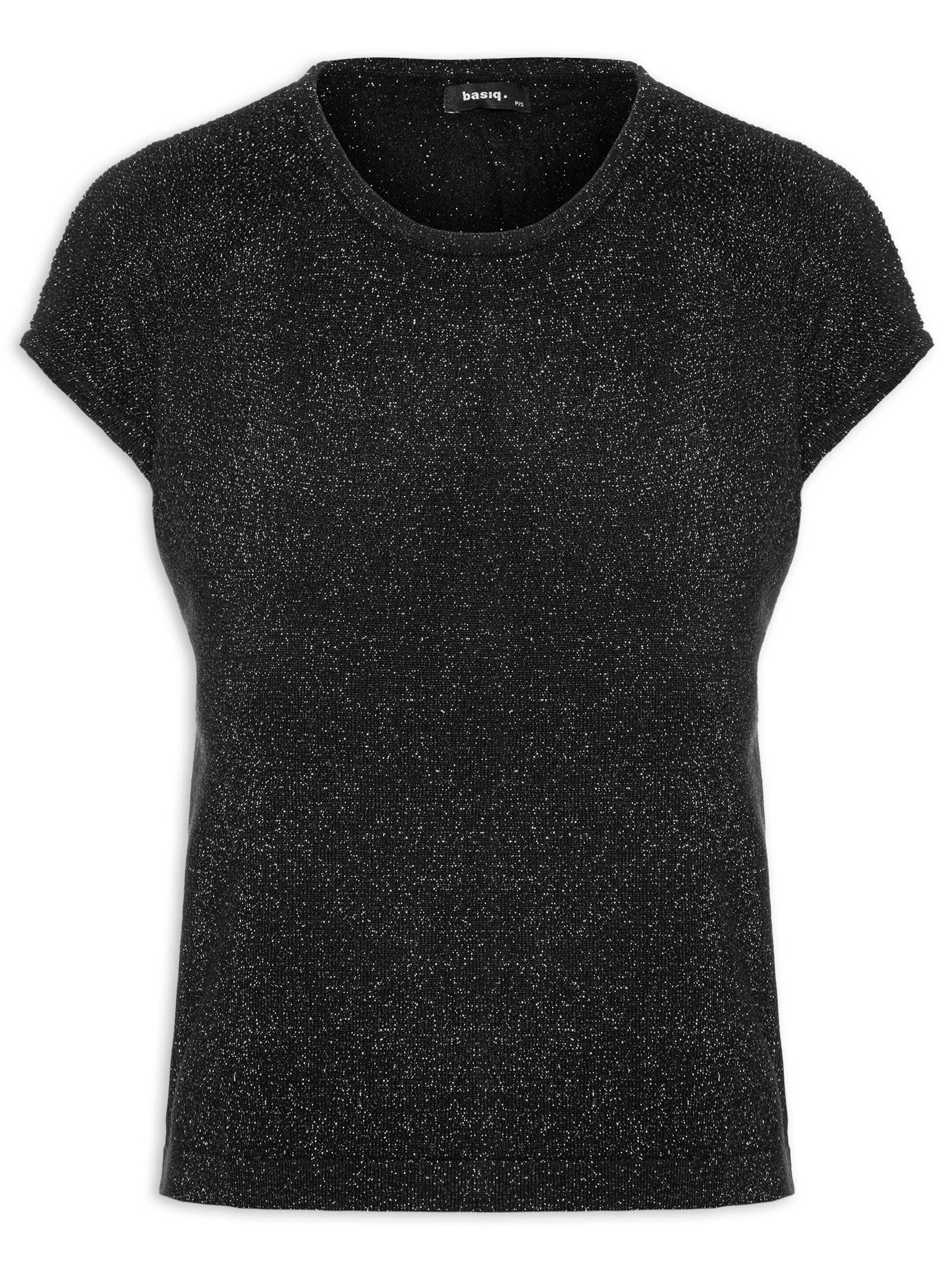 Regata Feminina Tricot Manga Japonesa Preto Basiq