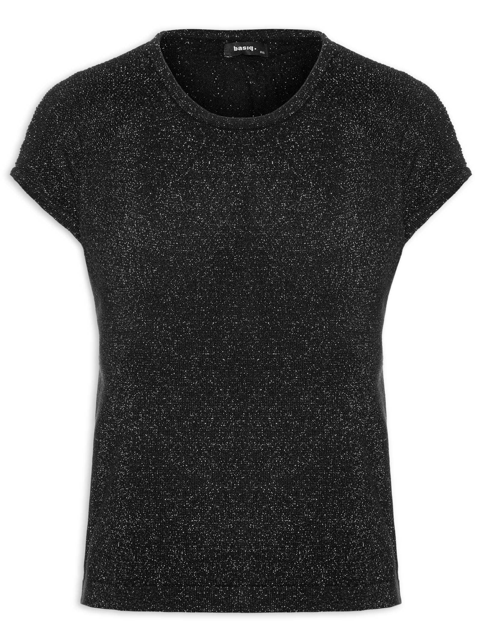 Regata Feminina Tricot Manga Japonesa Preto Basiq