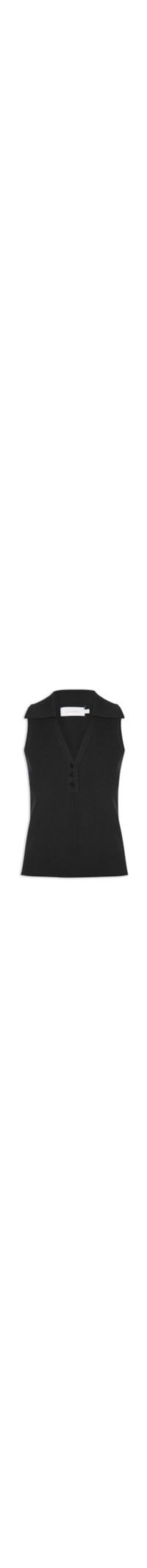 Regata Feminina Tricot Polo - Preto