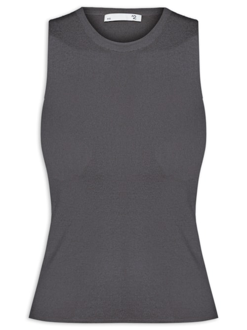 Regata Feminina Tricot Sem Manga – Cinza