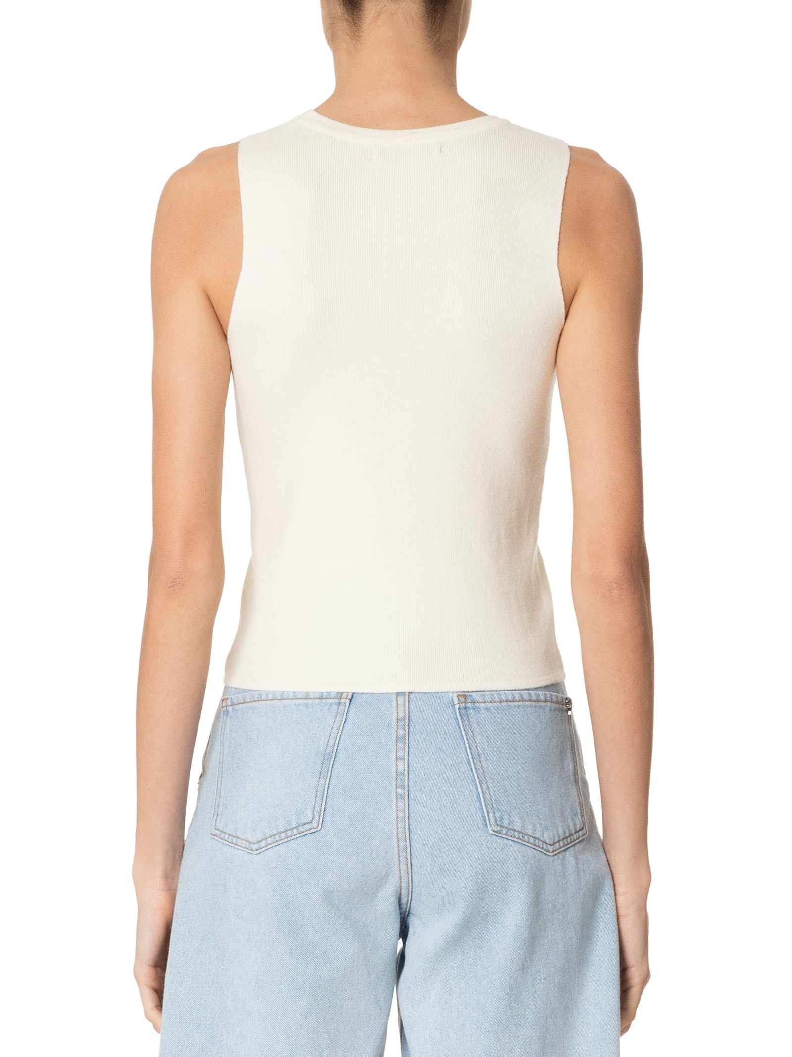 Regata Feminina Tricot  Sem Manga Off White  '2Essential