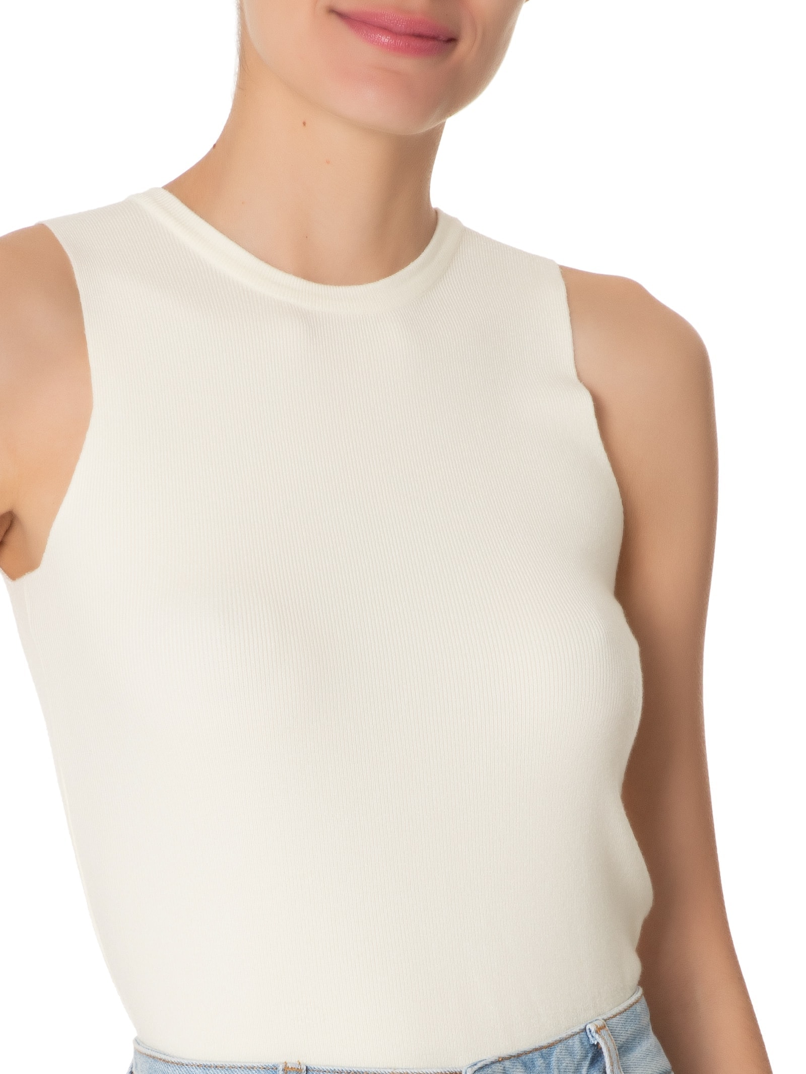 Regata Feminina Tricot  Sem Manga Off White  '2Essential