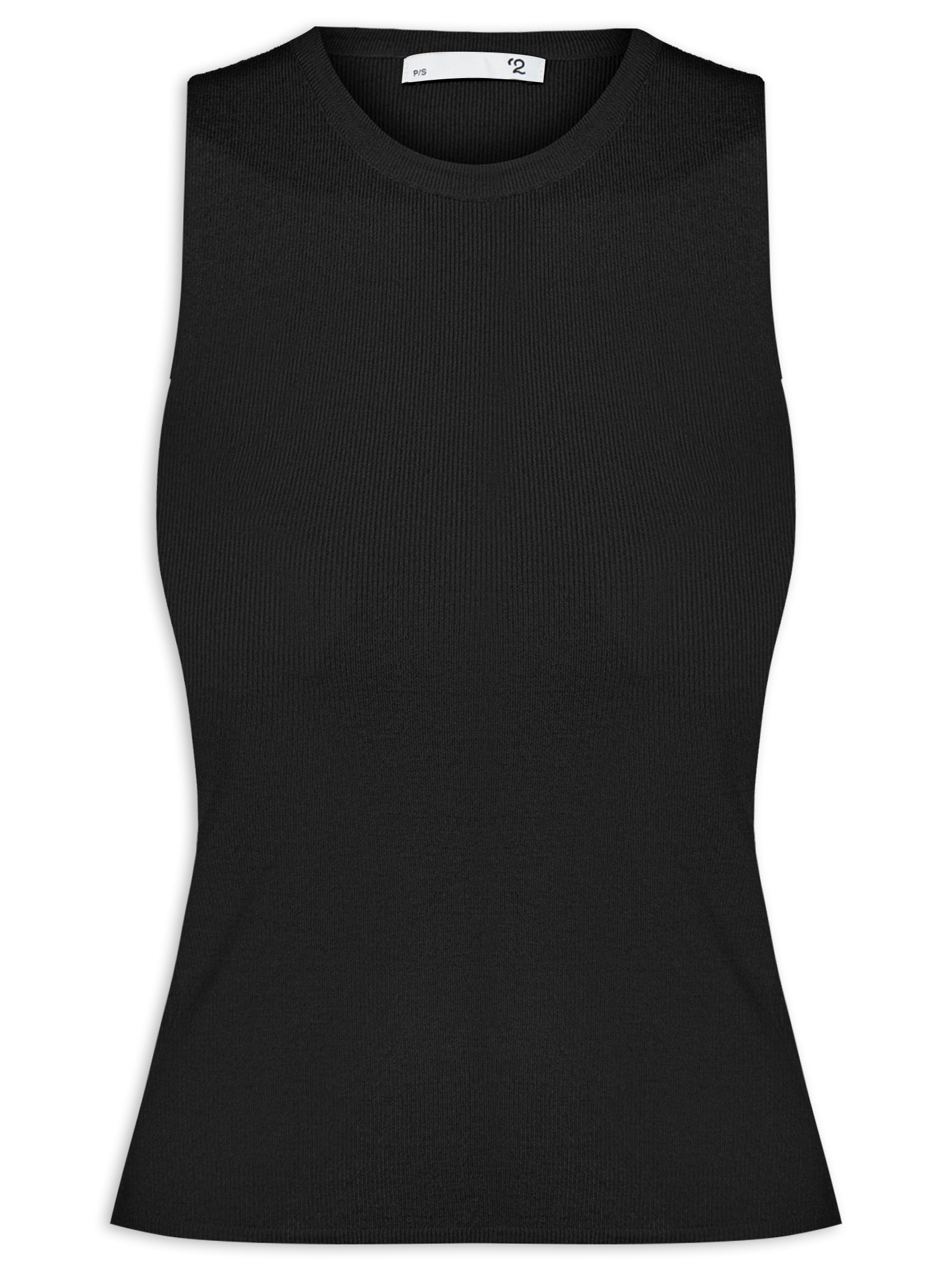 Regata Feminina Tricot  Sem Manga Preto '2Essential