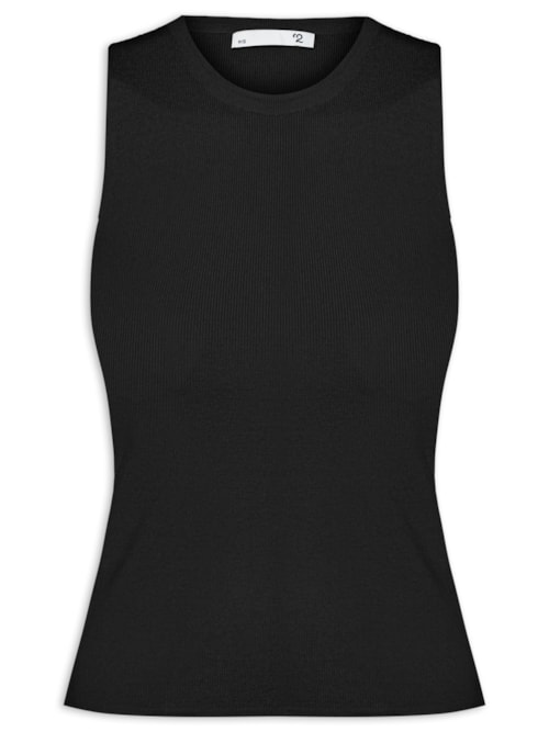 Regata Feminina Tricot Sem Manga – Preto