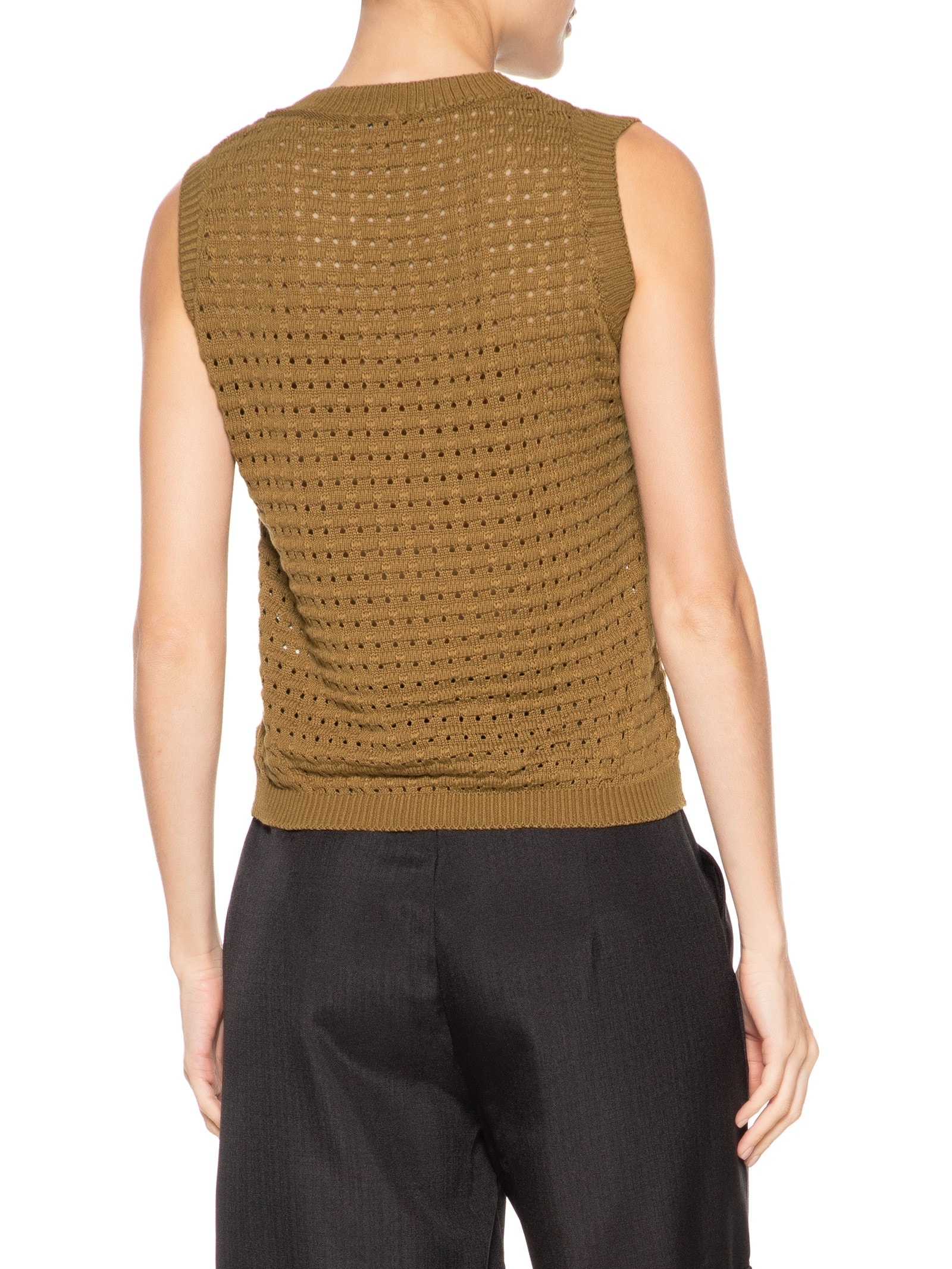 Regata Feminina Tricot Texturizada Bege Basiq