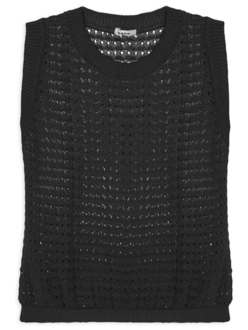 Regata Feminina Tricot Texturizada – Preto