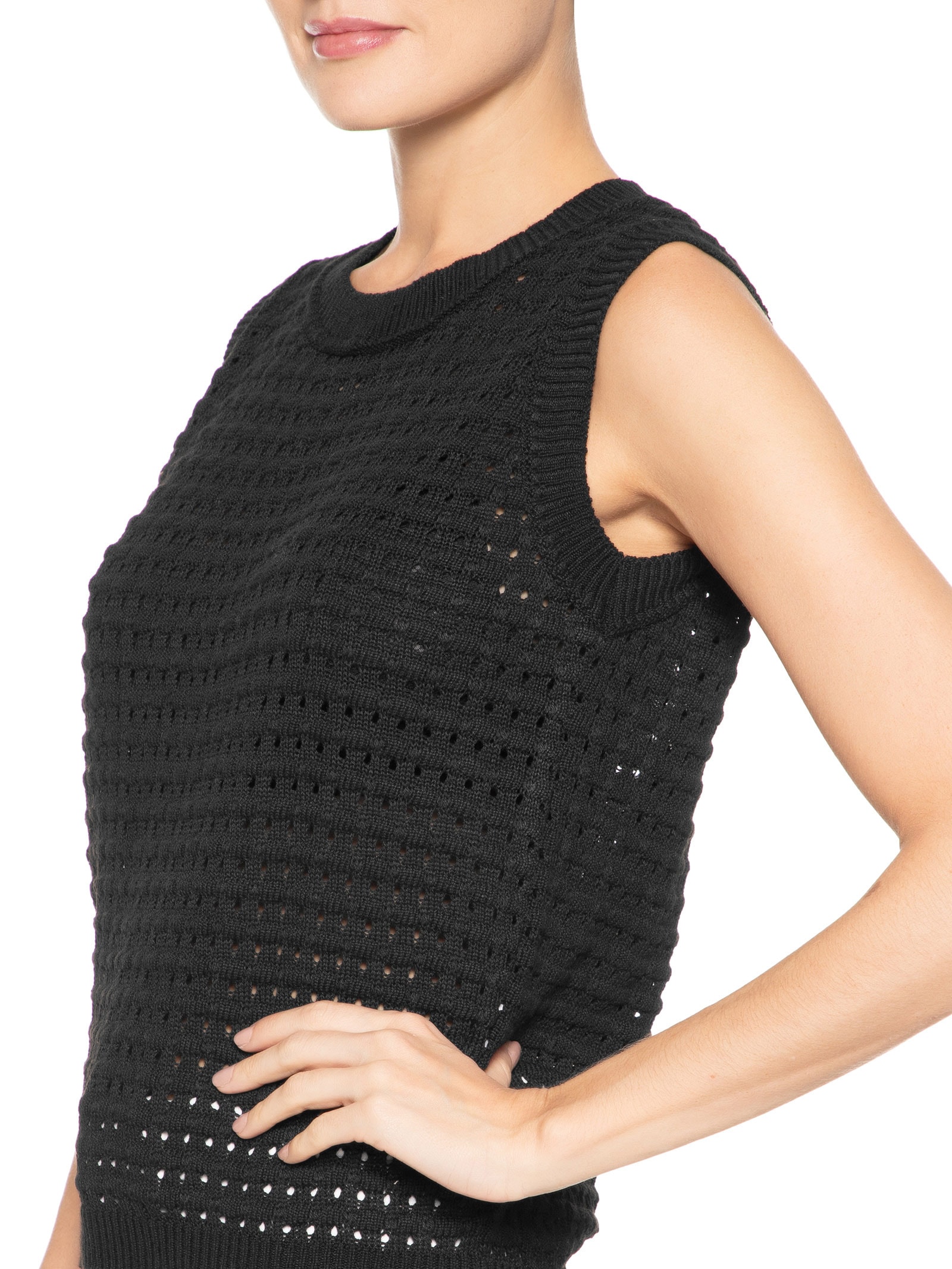 Regata Feminina Tricot Texturizada Preto Basiq