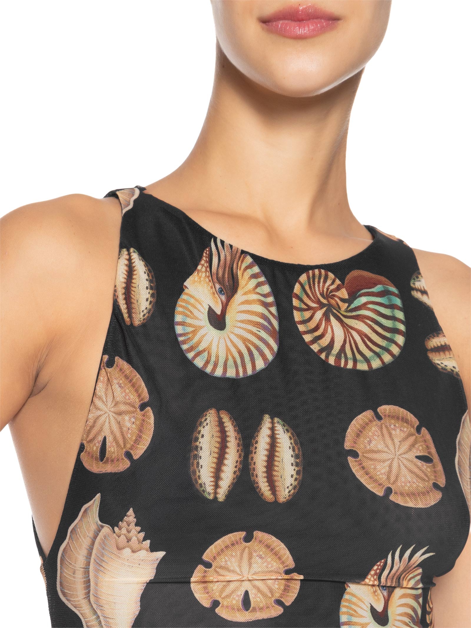 Regata Feminina Tule Conchas Preto Farm