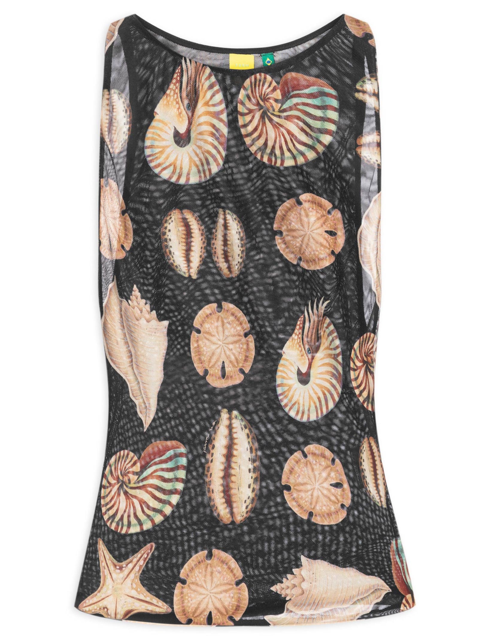 Regata Feminina Tule Conchas Preto Farm