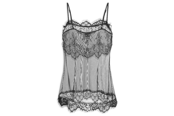 Regata Feminina Tule Detalhe Renda - Preto