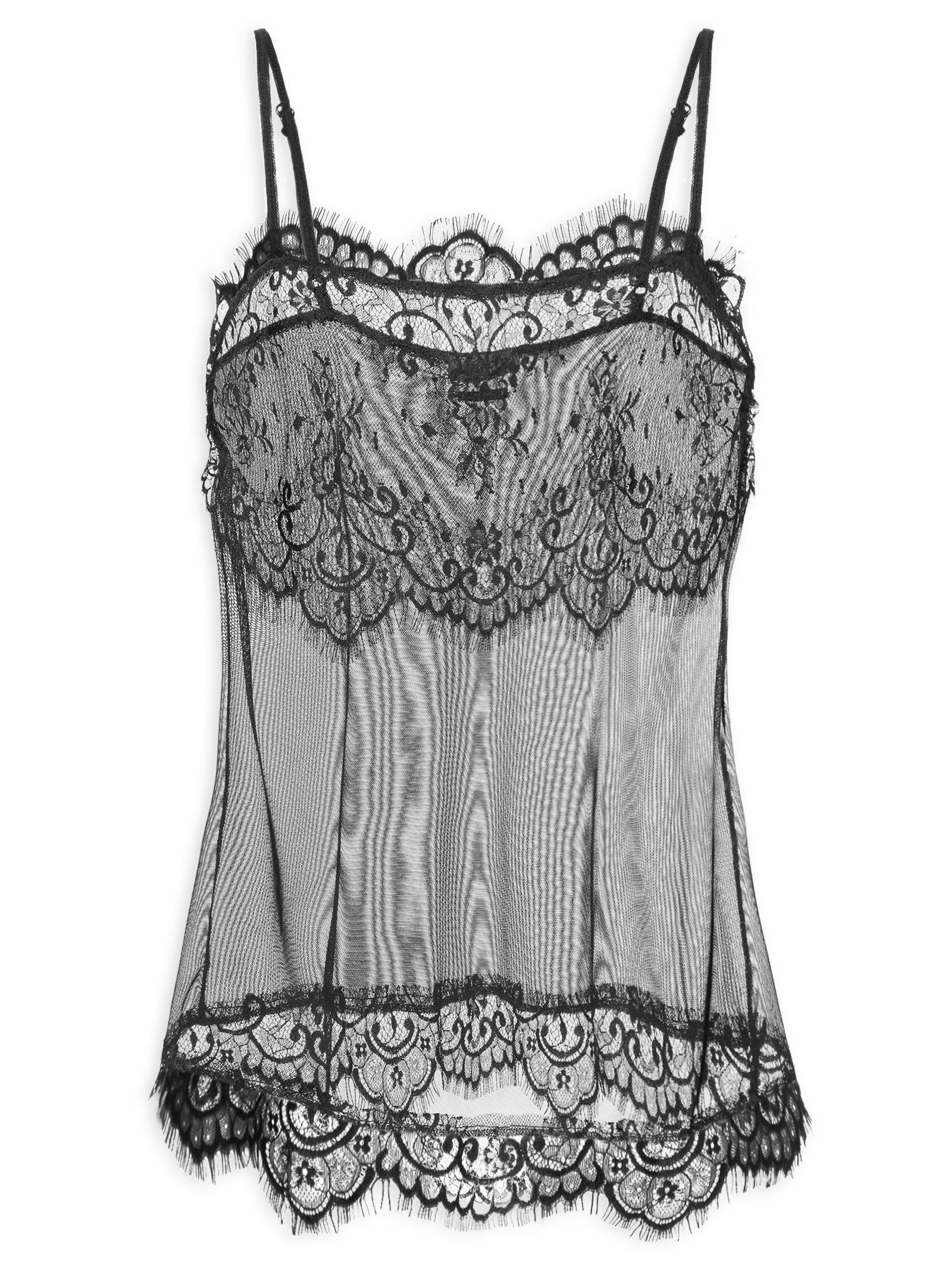 Regata Feminina Tule Detalhe Renda Preto Colcci