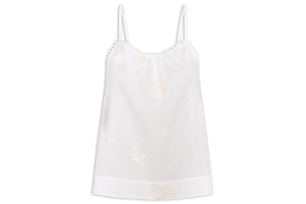 Regata Feminina Voil Bordado Beira Mar - Branco