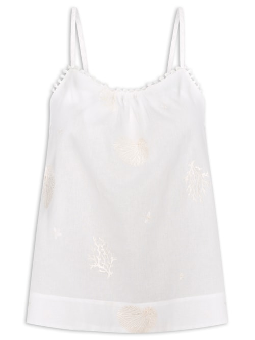 Regata Feminina Voil Bordado Beira Mar – Branco