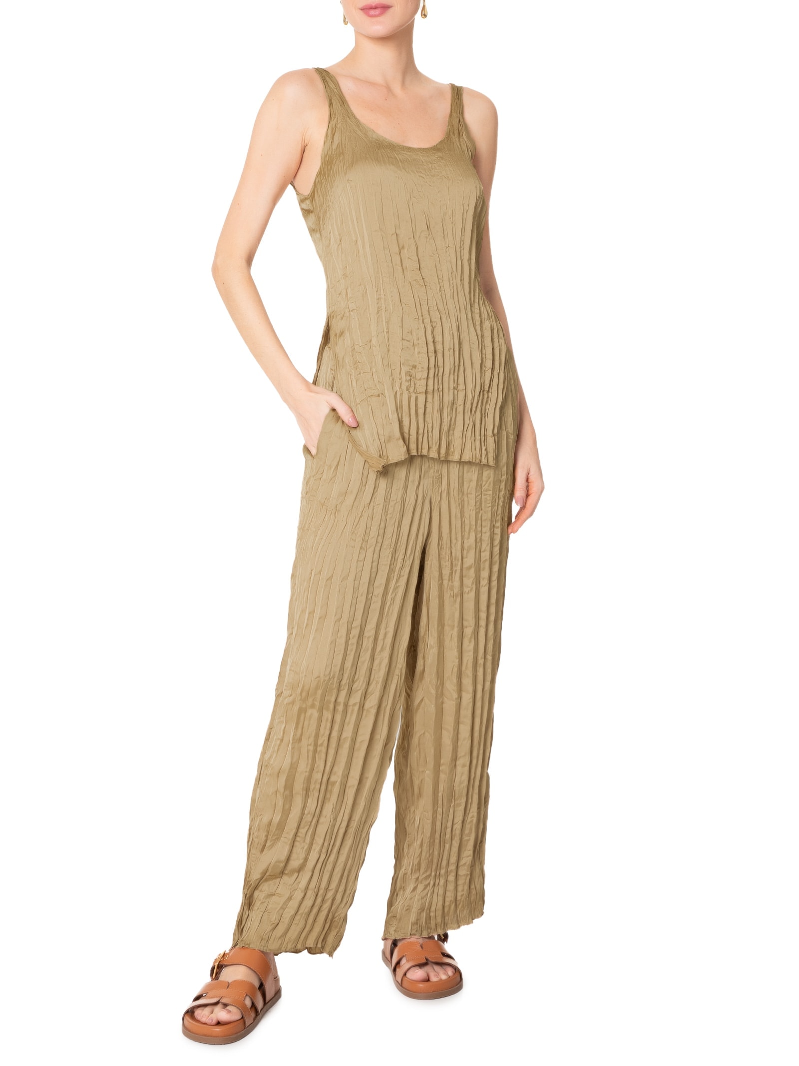 Regata Feminina Weinkled Satin Bege  Osklen