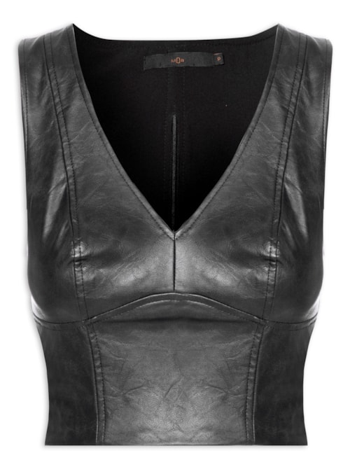 Regata Feminino Cropped Decote V Sintético Highline - Preto