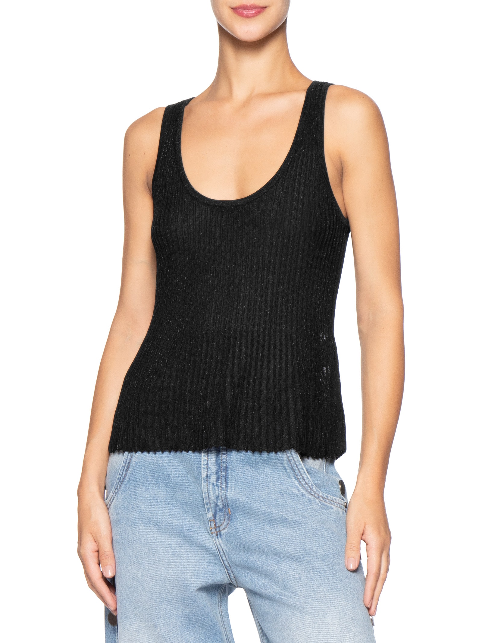 Regata Feminino de Tricot com Lurex Preto Animale Jeans