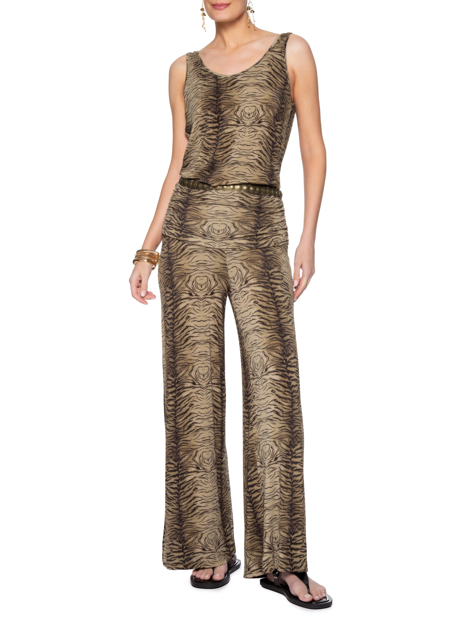 Regata Feminino Estampa Felin – Marrom Maria Filó