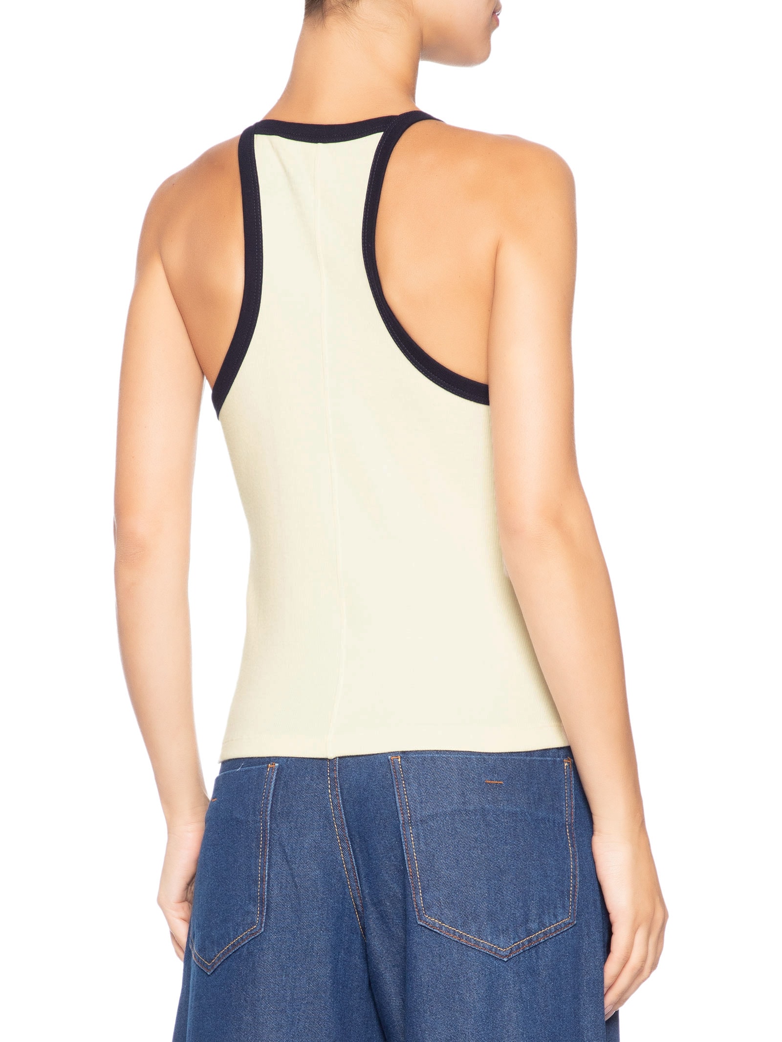 Regata Feminino Vies Contrastante Bordada- Amarelo Dress To