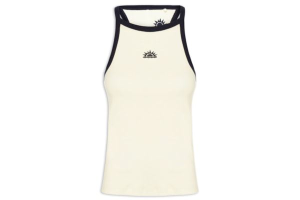 Regata Feminino Vies Contrastante Bordada– Amarelo