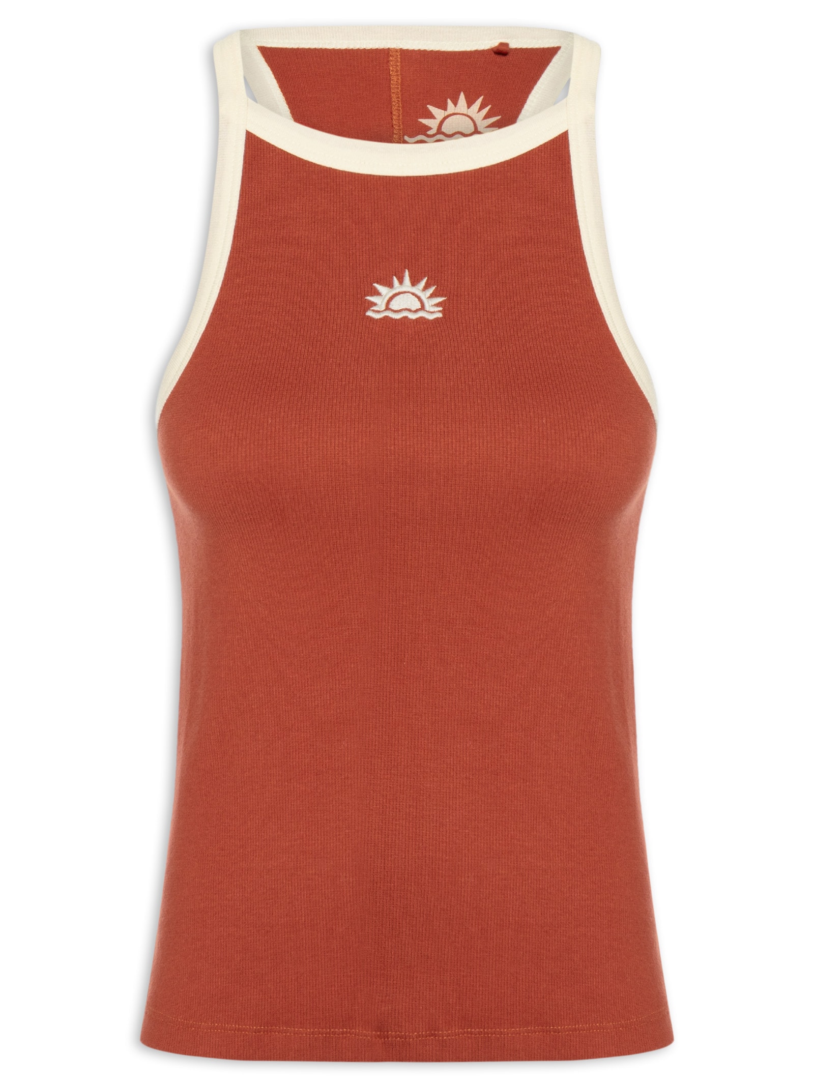 Regata Feminino Vies Contrastante Bordada– Vermelho Dress To