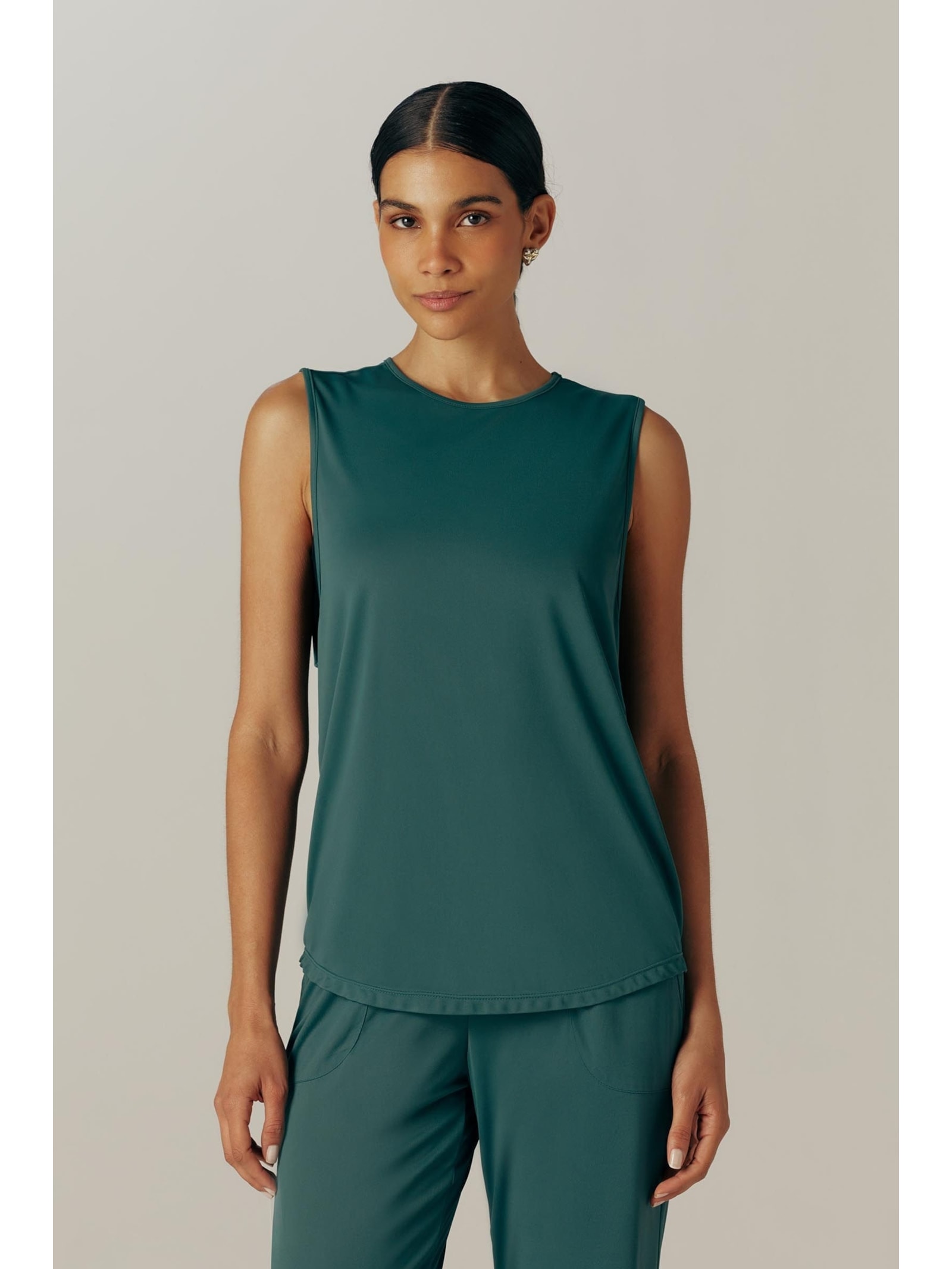 Regata Fitness Cavada Verde Escuro Dry Uv Palma Yogini