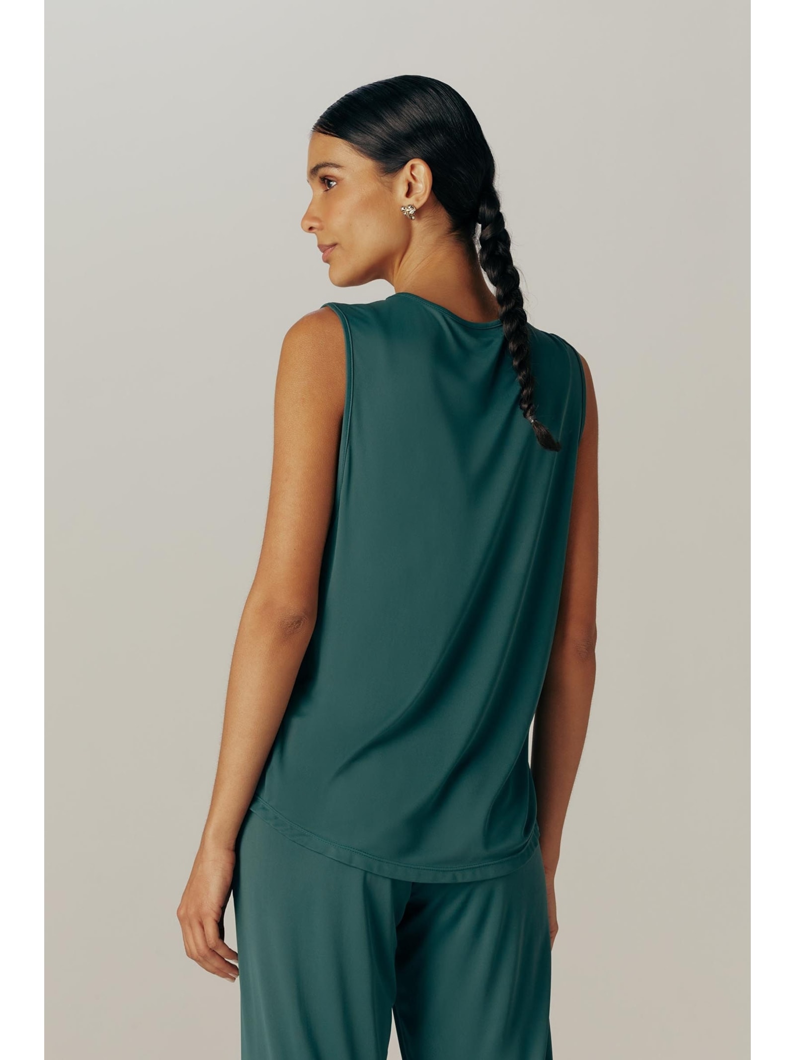 Regata Fitness Cavada Verde Escuro Dry Uv Palma Yogini