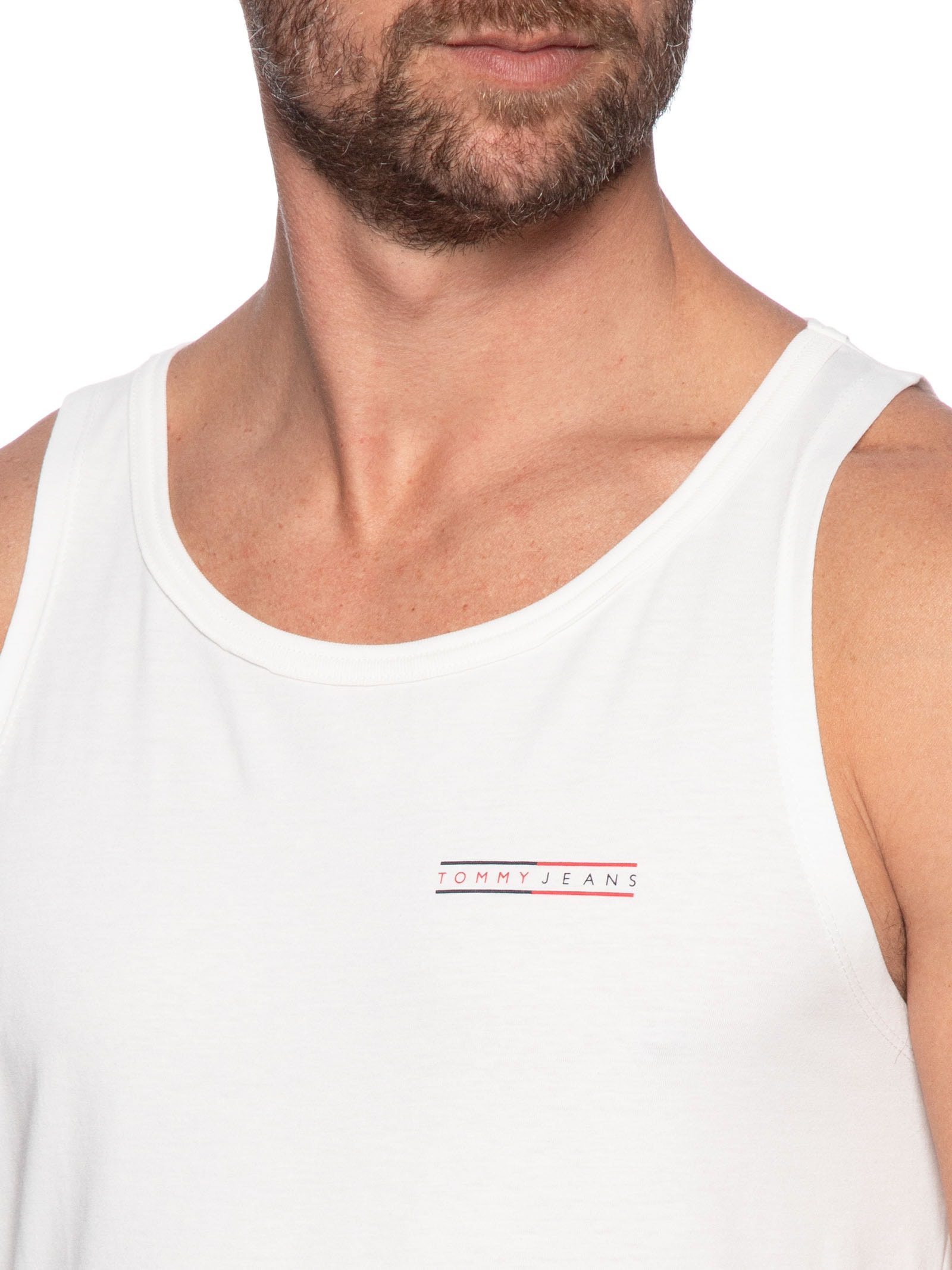 Regata Masculina Básica Slim Fit Graphic Branco Tommy Jeans