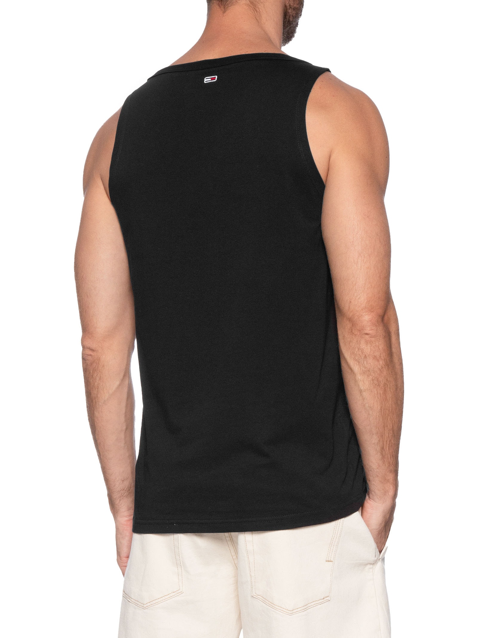 Regata Masculina Básica Slim Fit Graphic Preto Tommy Jeans