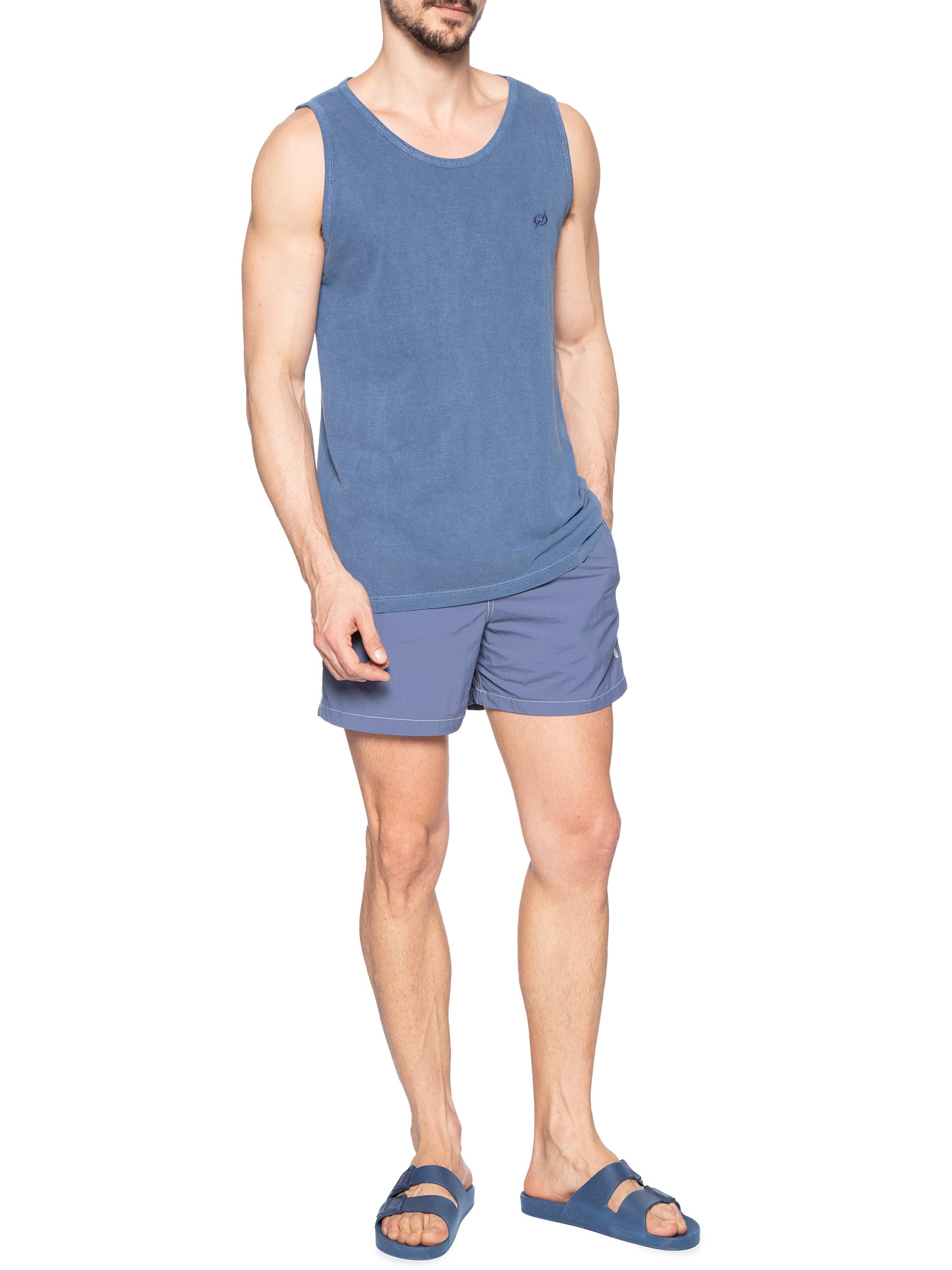 Regata Masculina Básica Stone Azul Blueman
