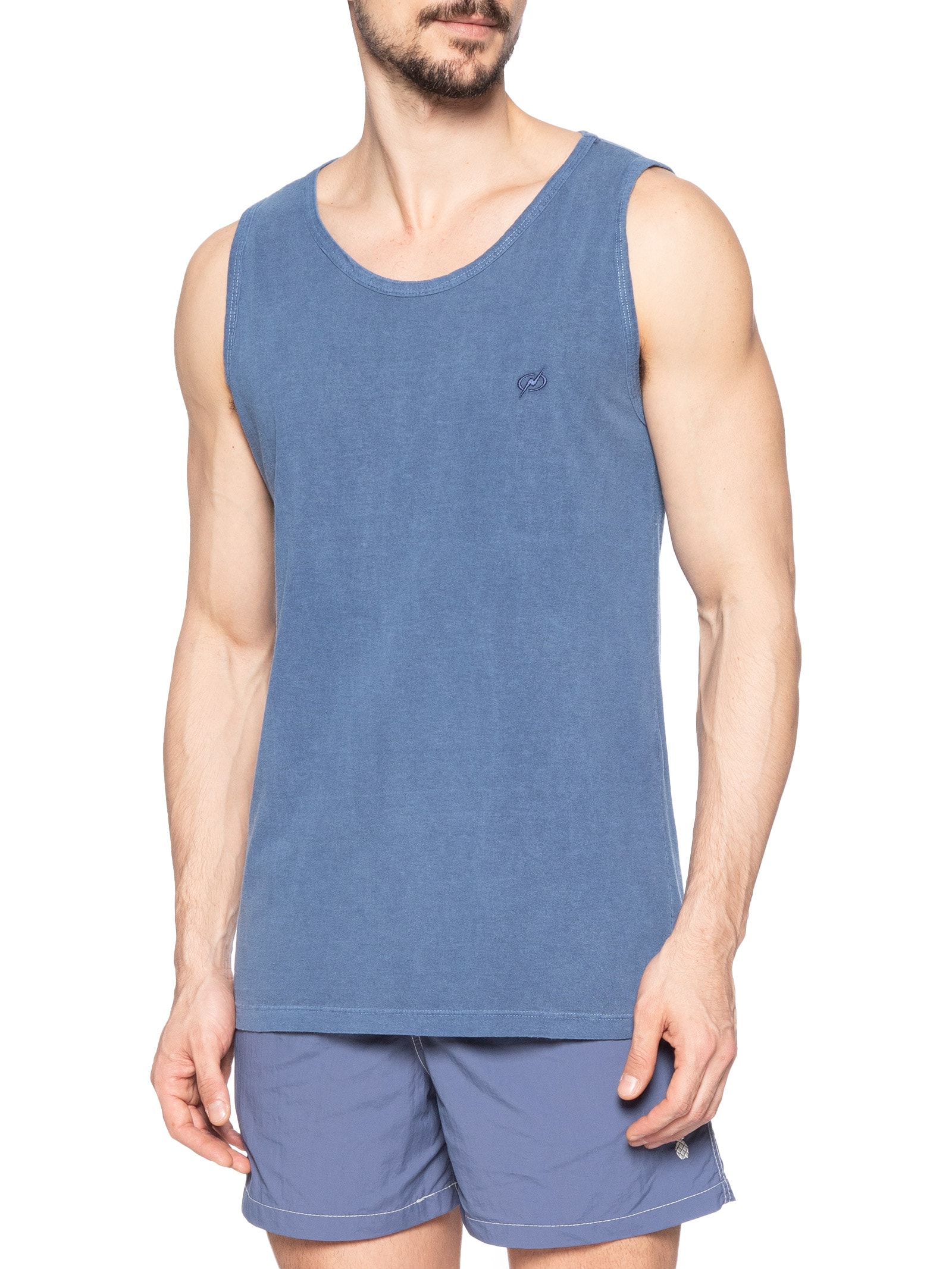 Regata Masculina Básica Stone Azul Blueman