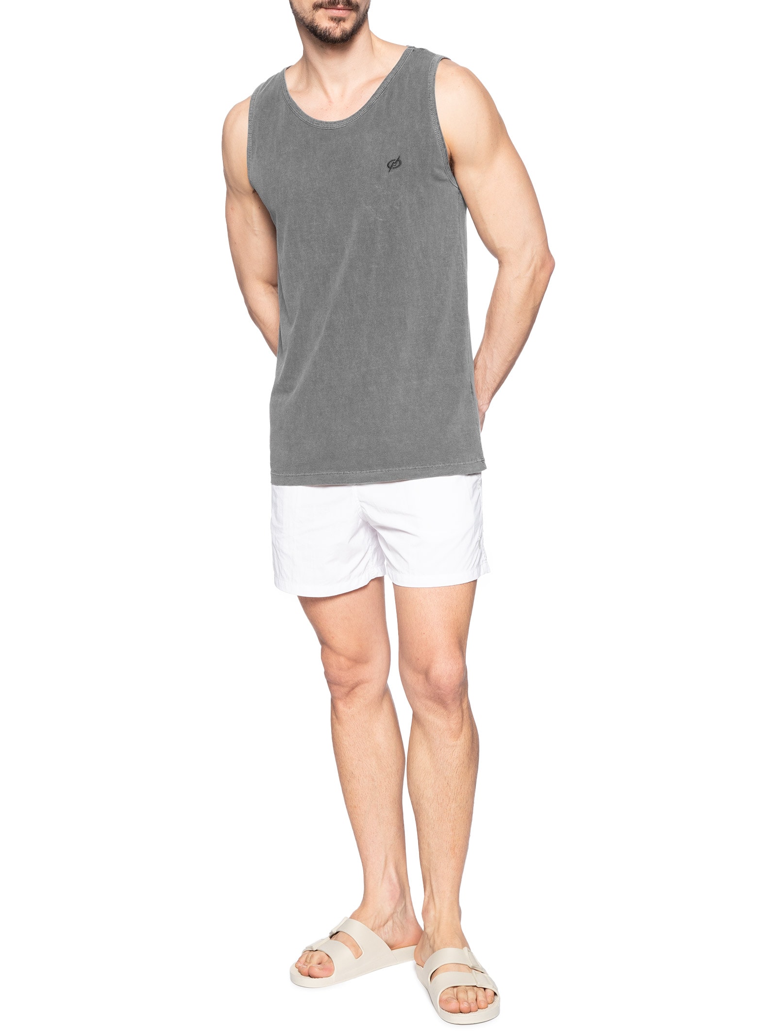 Regata Masculina Básica Stone Preto Blueman