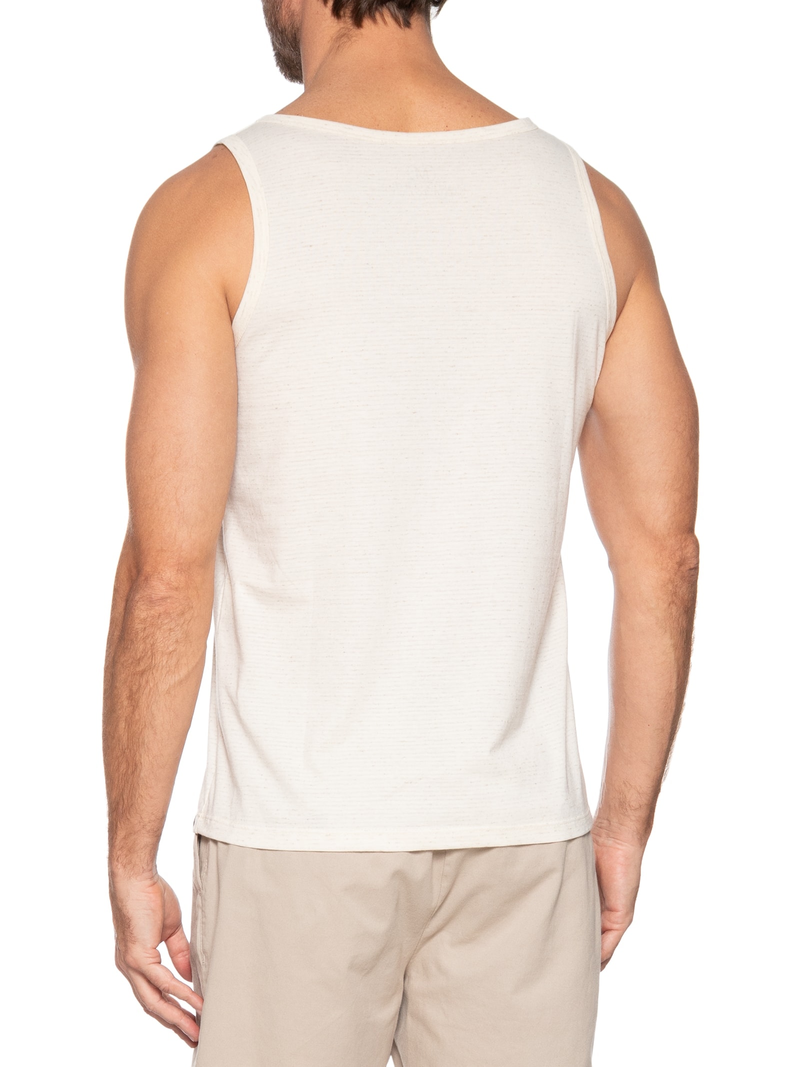 Regata Masculina Blend Com Linho Off White Basiq Men