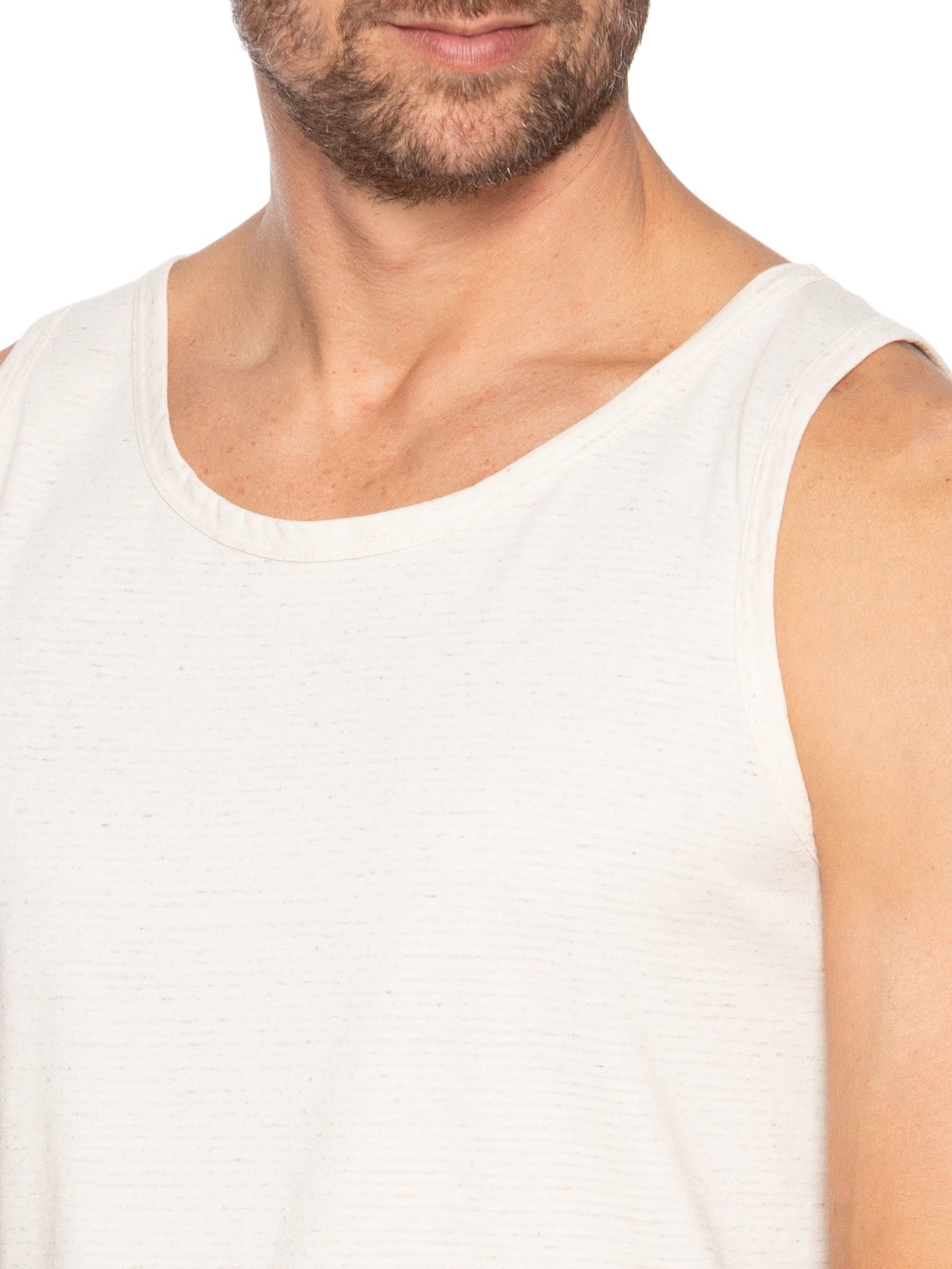 Regata Masculina Blend Com Linho Off White Basiq Men