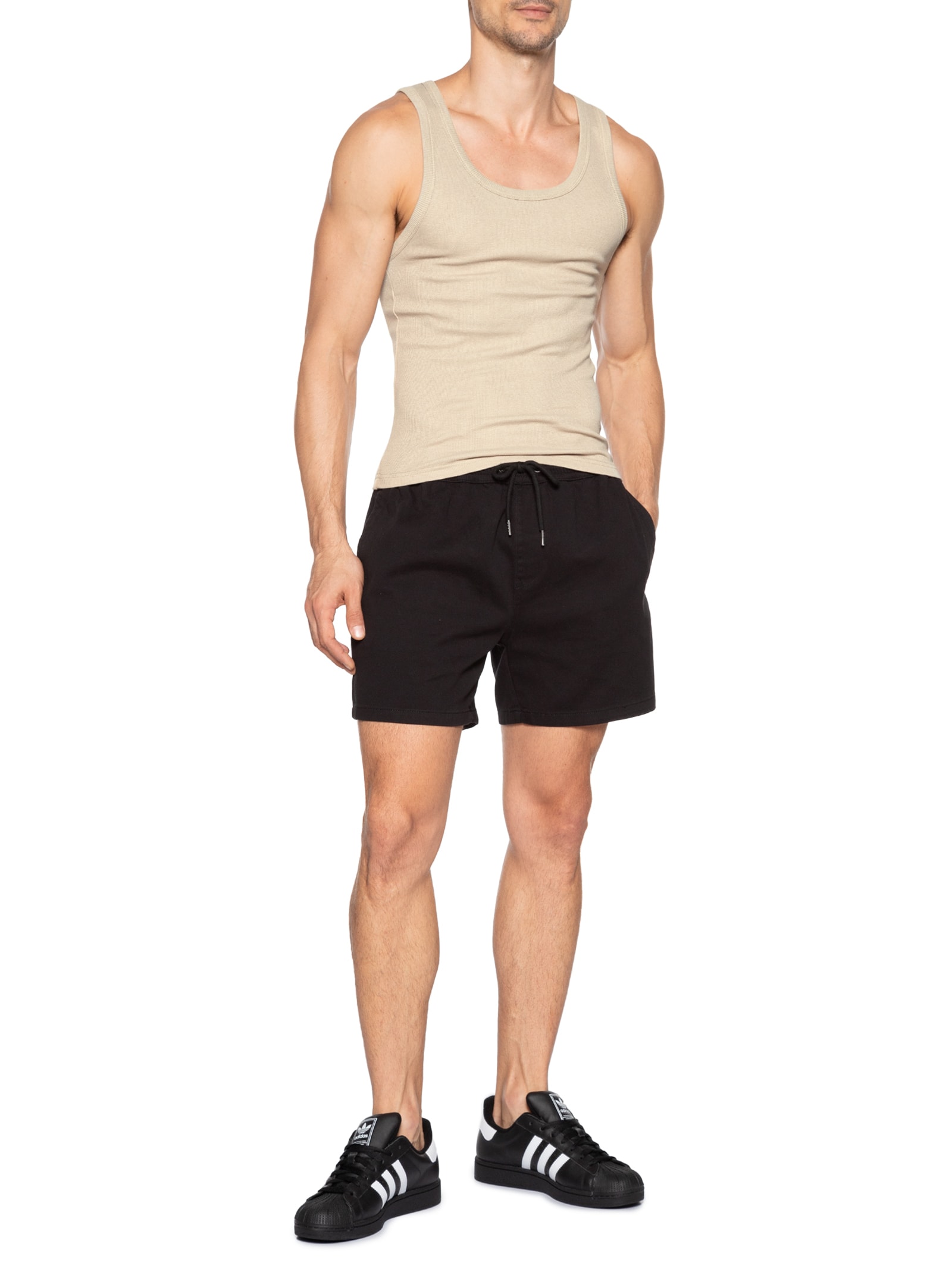 Regata Masculina Em Algodão Bege Basiq Men