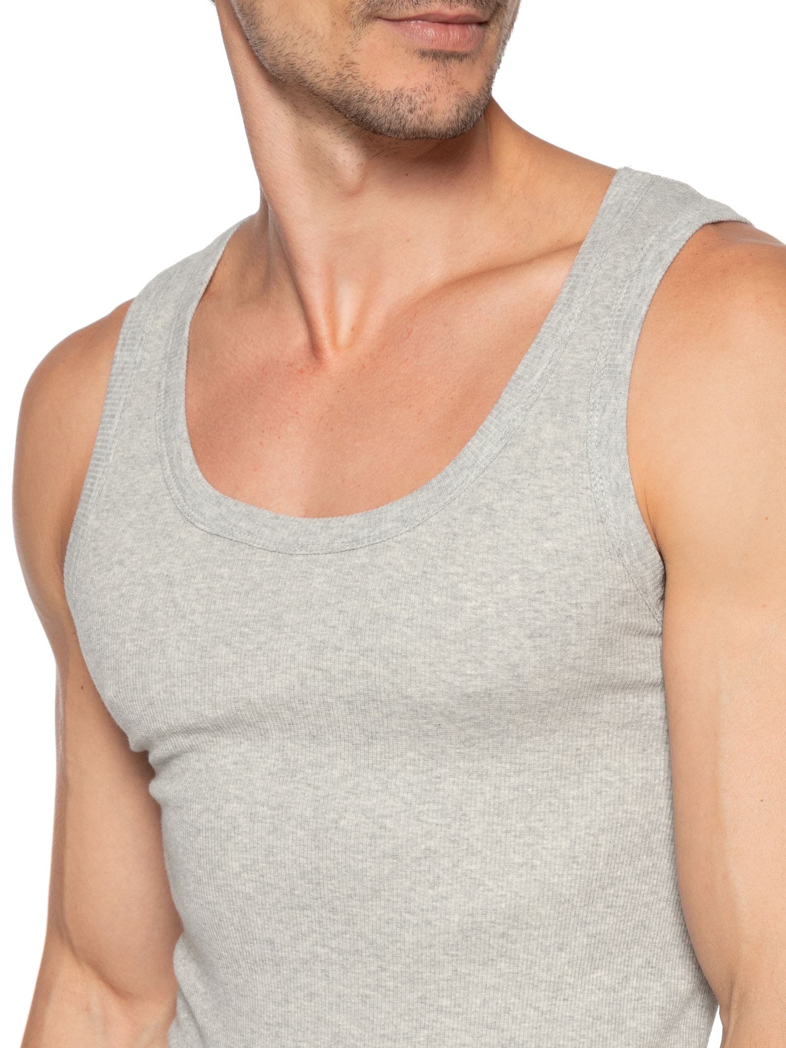 Regata Masculina Em Algodão Cinza Basiq Men