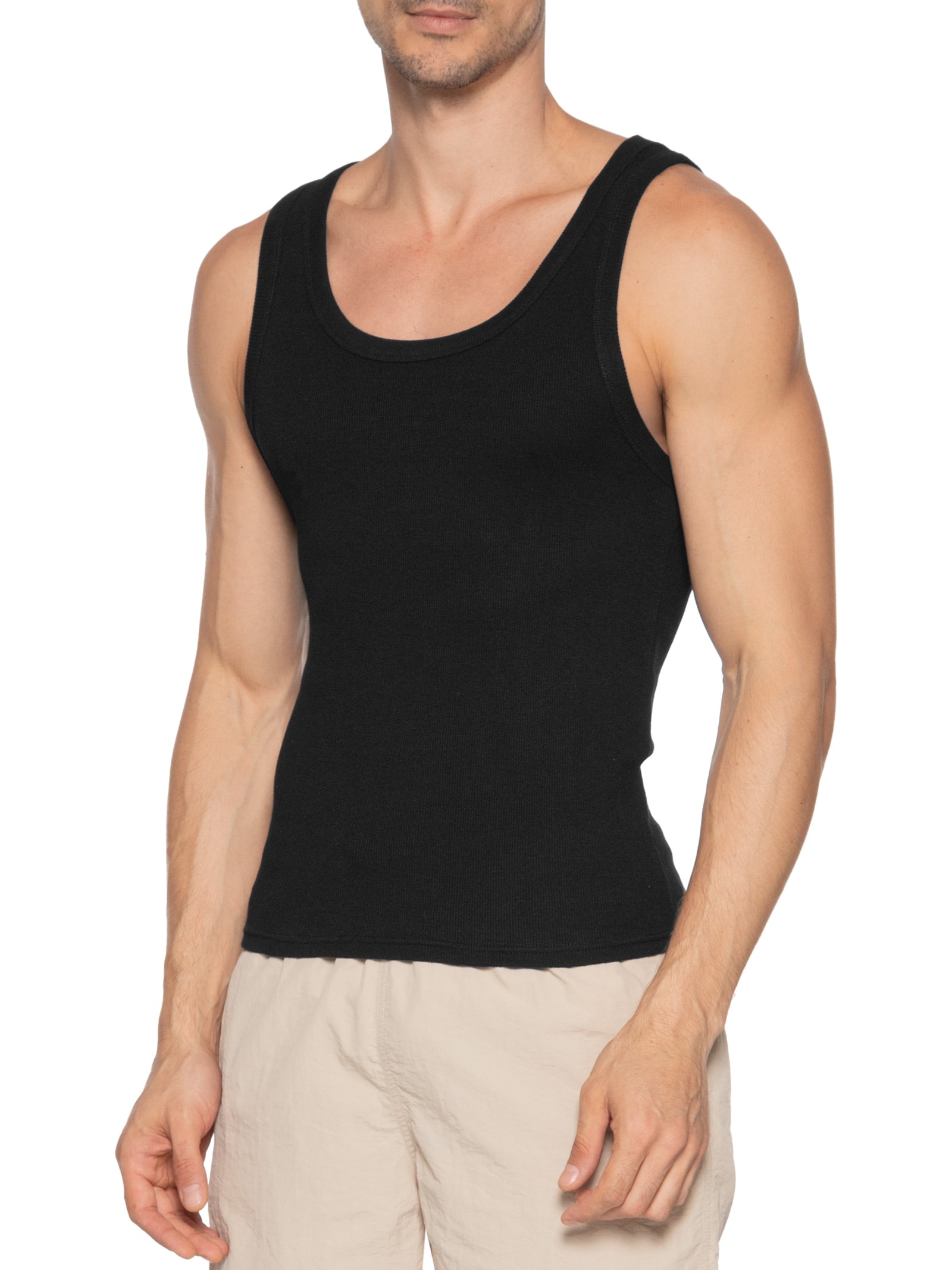 Regata Masculina Em Algodão Preto Basiq Men