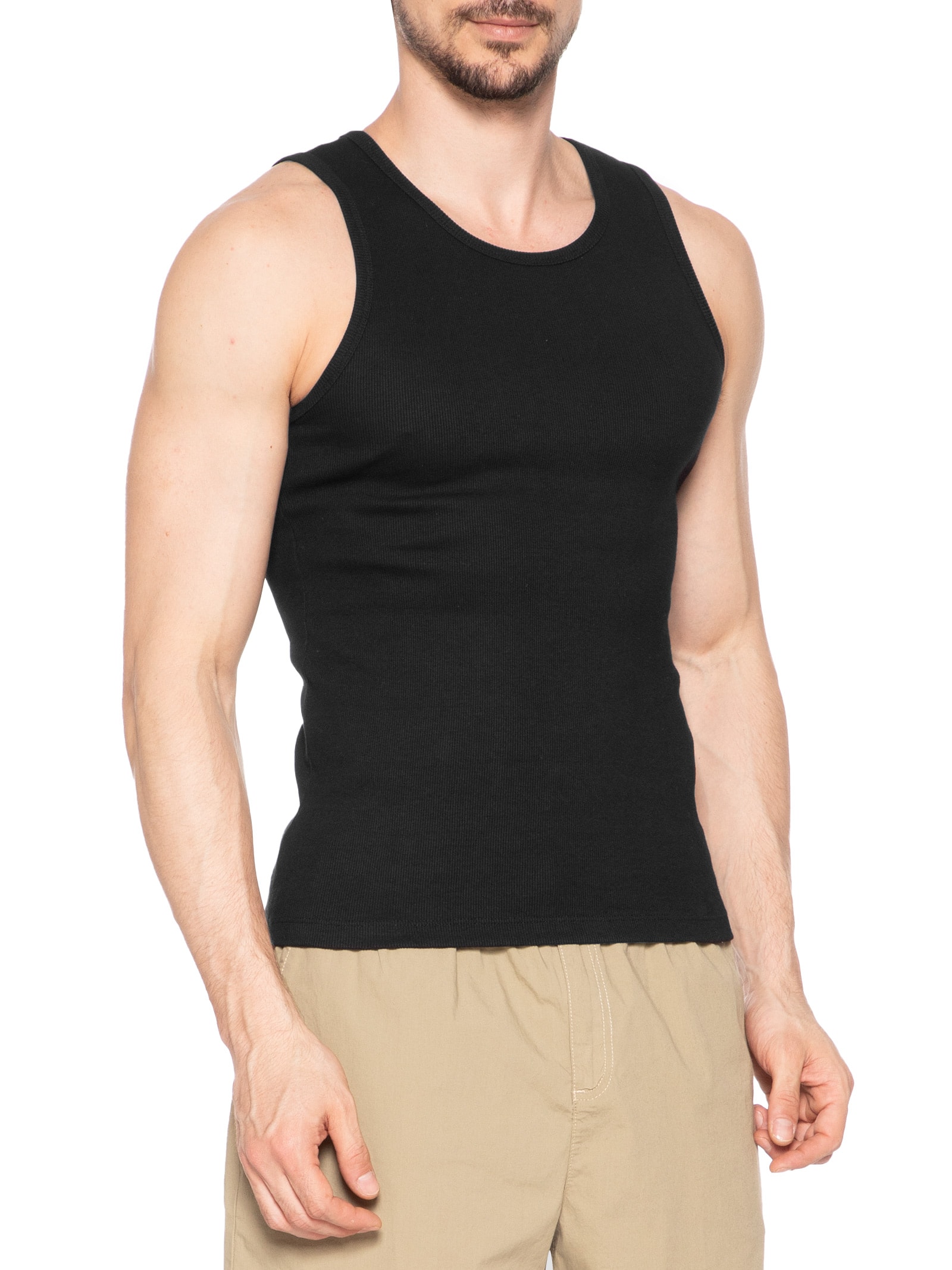 Regata Masculina Em Ribana Preto Sergio K