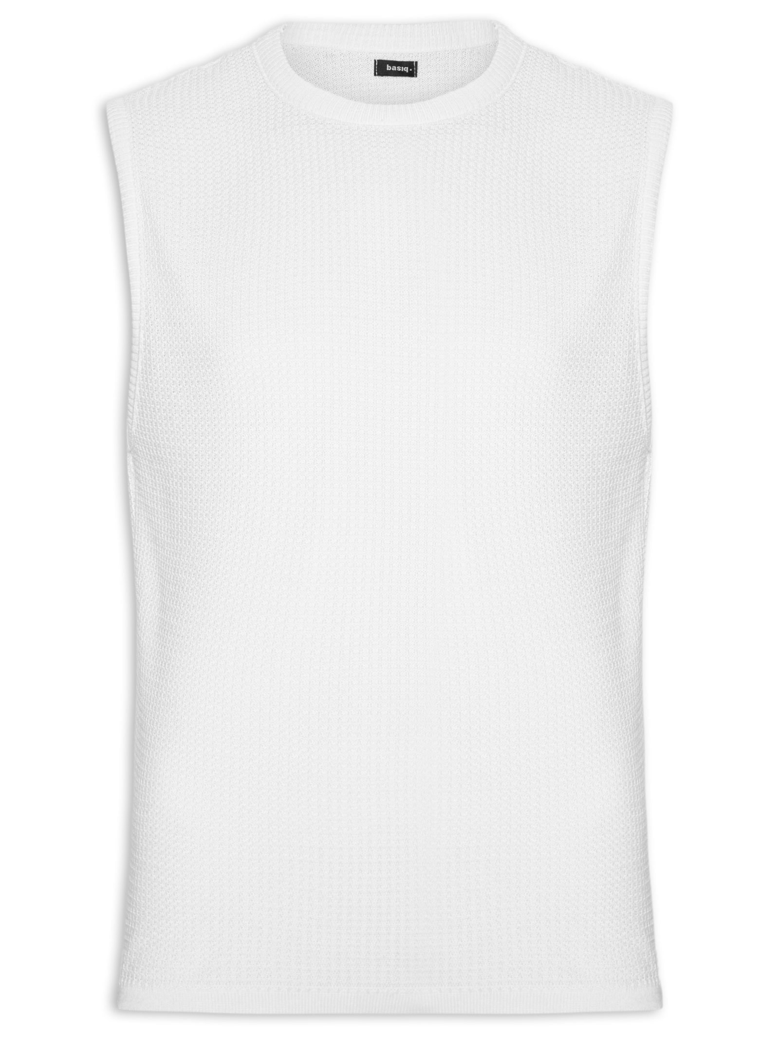Regata Masculina em Tricot Branco Basiq Men
