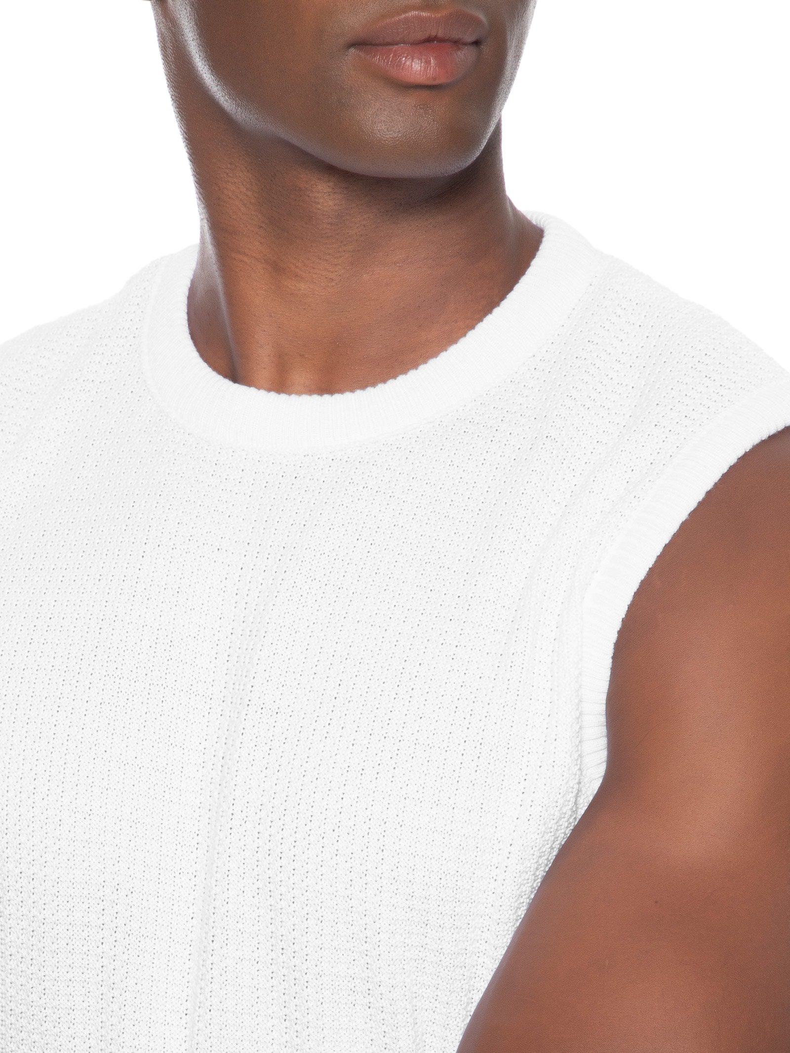 Regata Masculina em Tricot Branco Basiq Men