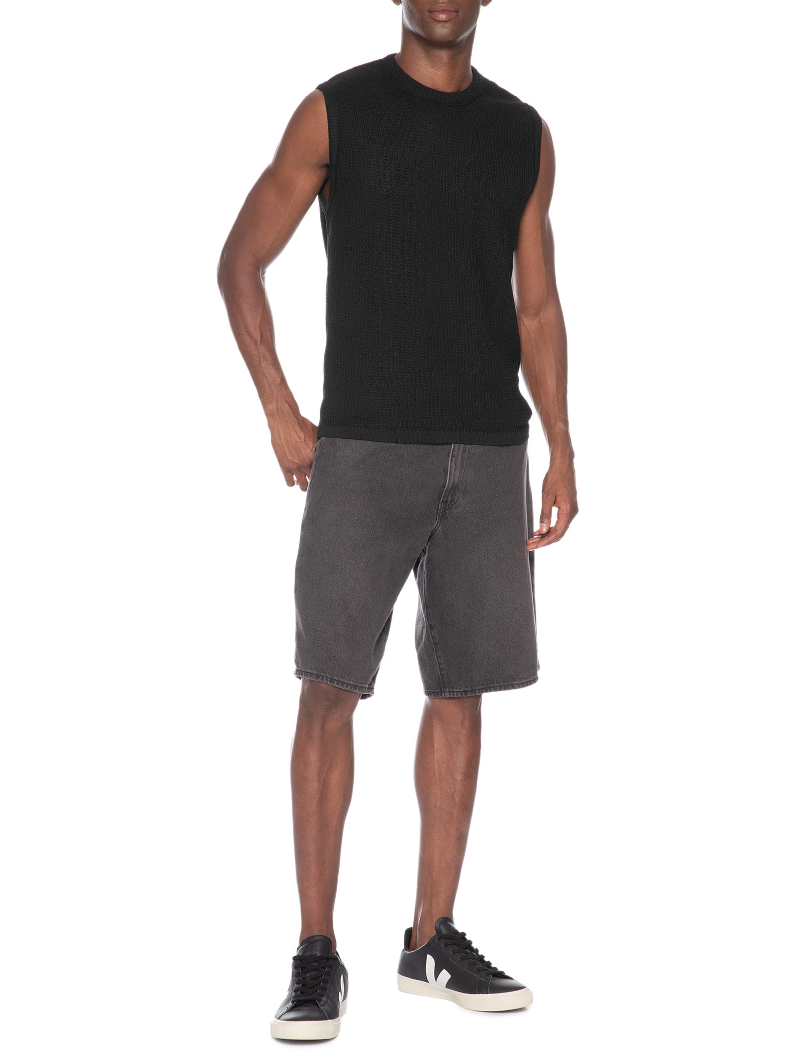 Regata Masculina em Tricot Preto Basiq Men