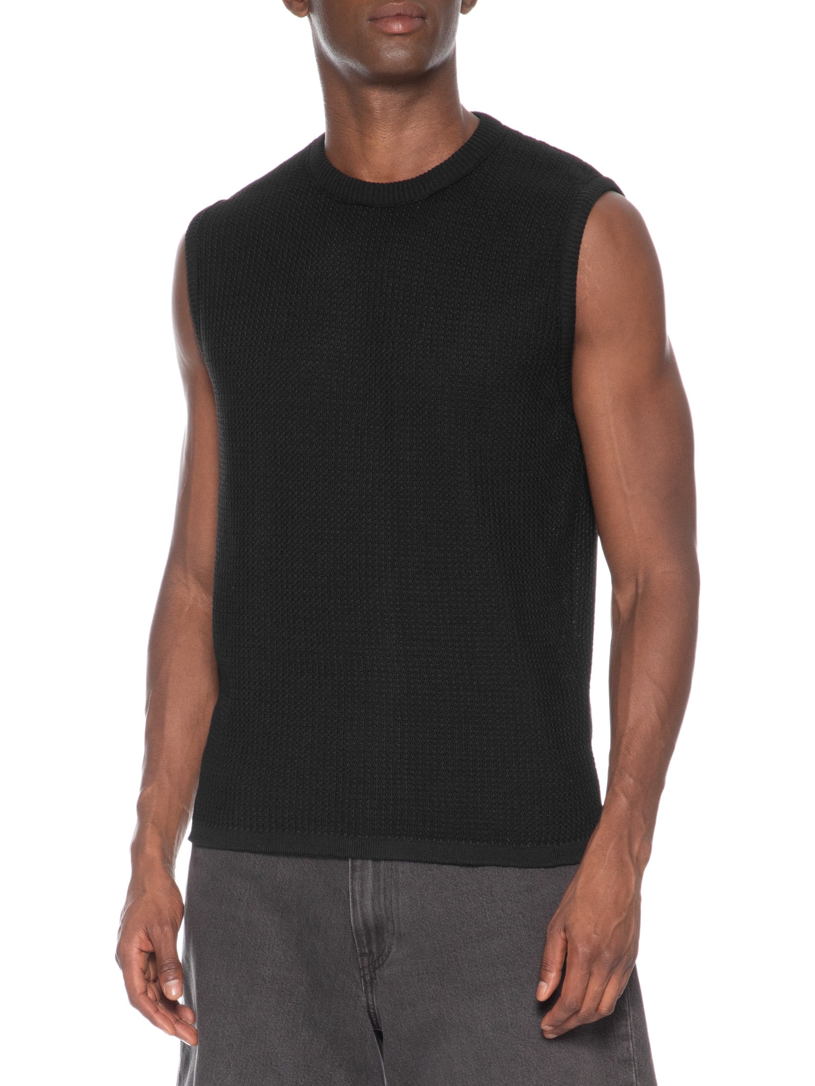 Regata Masculina em Tricot Preto Basiq Men