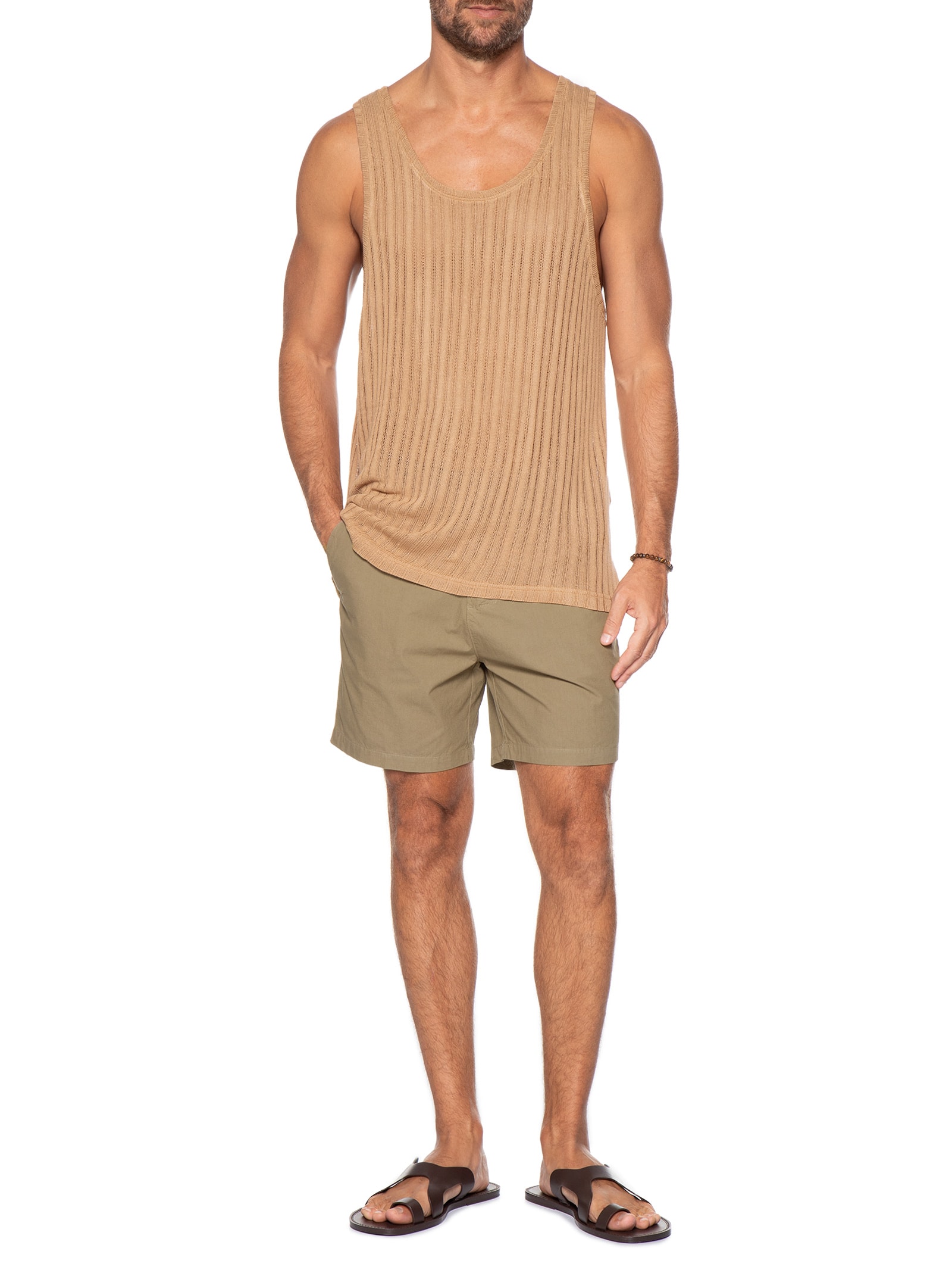 Regata Masculina Knit Texture Bege Osklen